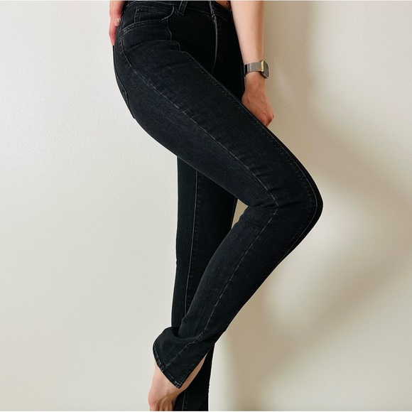 New Levi's 721 high rise skinny jeans black front slits - Picture 3 of 9